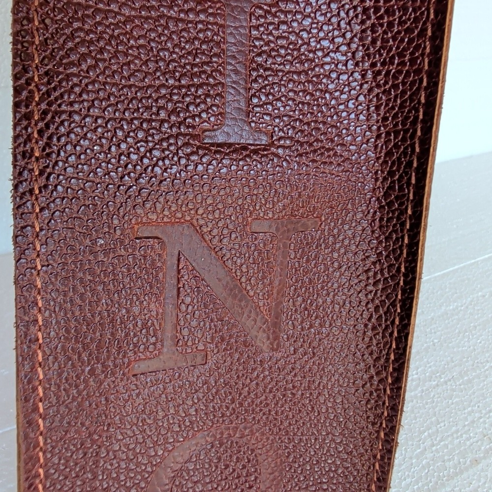 NEW Old Angler Genuine Leather Wine Bottle Carrier VINO Tote Made in Italy 17" - Picture 3 of 5
